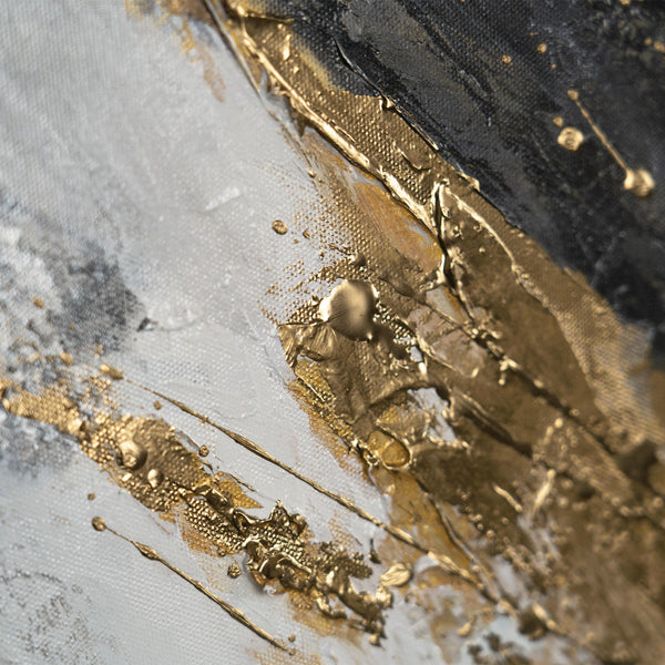 The painting "Golden Stream" is a luxurious abstraction in a horizontal format