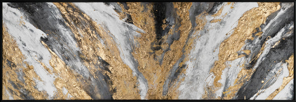 The painting "Golden Stream" is a luxurious abstraction in a horizontal format