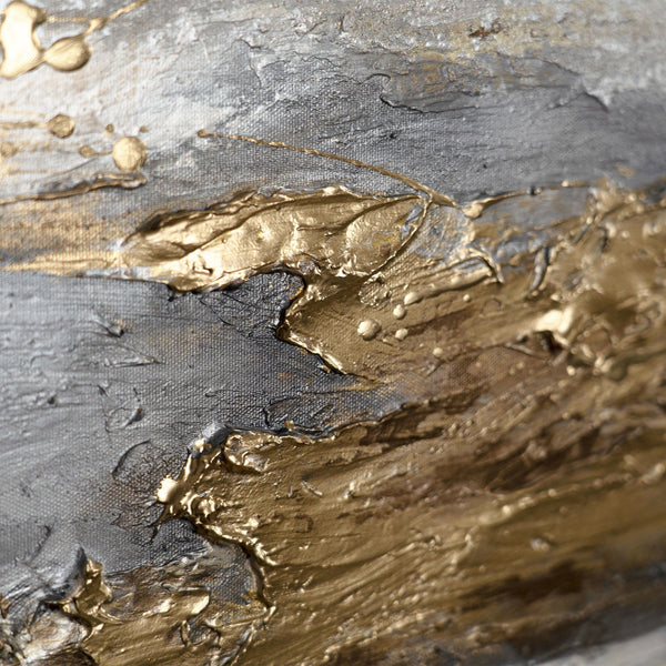 The painting "Silence of the Stone" is an abstract landscape in a mineral palette