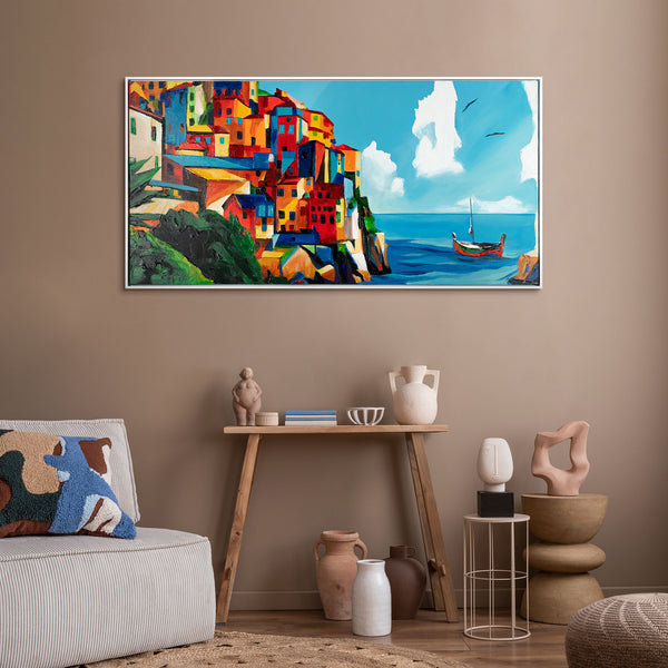 The painting "Italian Coast" is a bright landscape abstraction