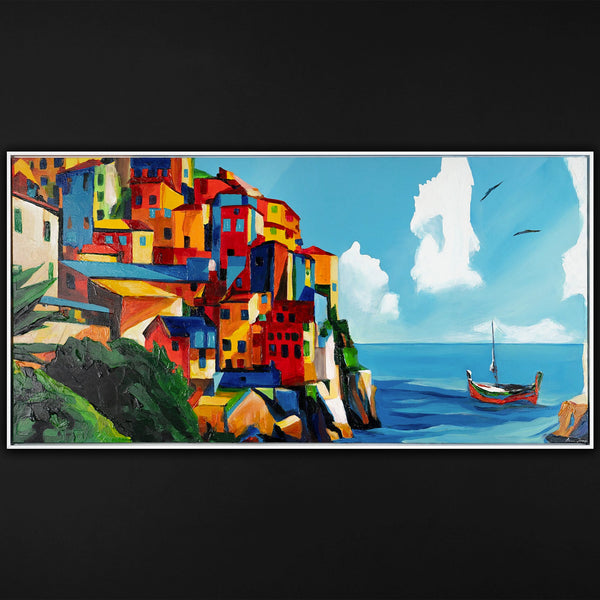 The painting "Italian Coast" is a bright landscape abstraction