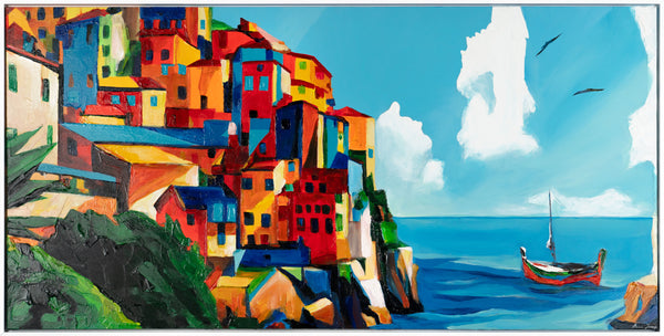 The painting "Italian Coast" is a bright landscape abstraction