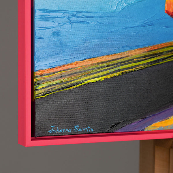 The painting "After Sunset" is a stylish retro scene on the coast