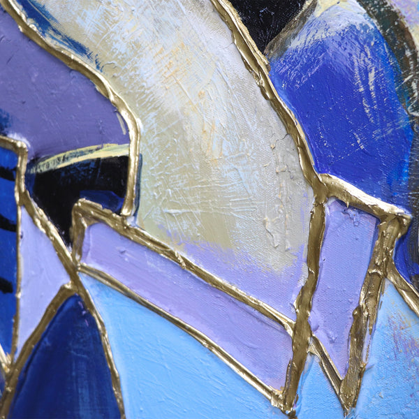 Painting "Stained Glass" - an abstract scene with geese in the Art Nouveau style