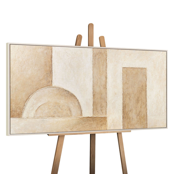 Abstract Painting "Space of Forms" — Geometric Composition in Beige Tones