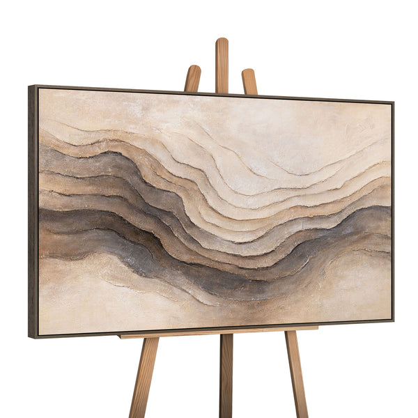 The painting “Memory of the Earth” is an abstract composition in natural colors
