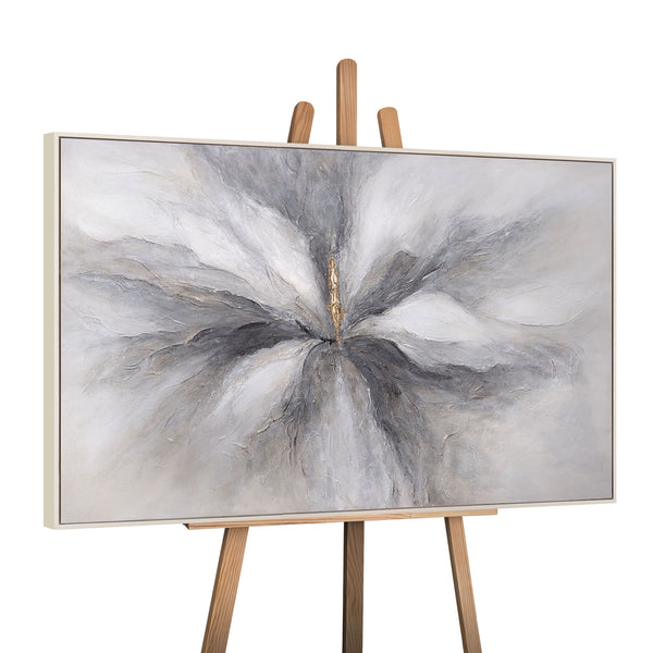 The painting “Golden Moment” – abstraction in silver-gray tones