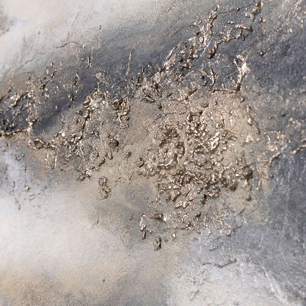 "Cloud Melody" — Abstract Acrylic Painting in Cream-Gray-Golden Palette