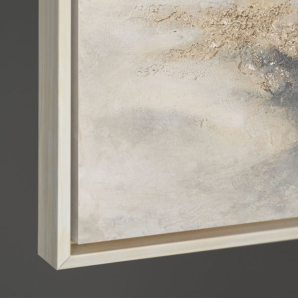 "Cloud Melody" — Abstract Acrylic Painting in Cream-Gray-Golden Palette