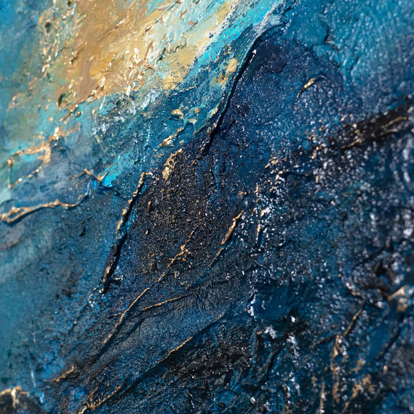 "Radiance of Waves" — Abstract Acrylic Painting on Canvas in Blue Tones