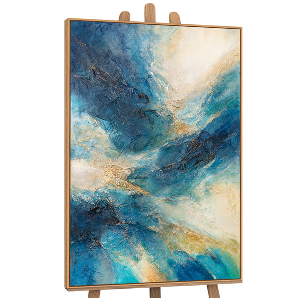 "Radiance of Waves" — Abstract Acrylic Painting on Canvas in Blue Tones