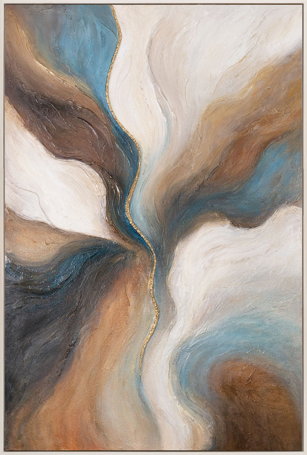 Abstract Painting "Flow of Time" — Balance of Natural Colors on Canvas