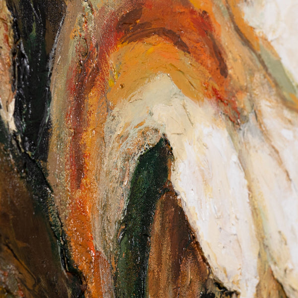 Abstract Wall Painting "Warm Color" with Floral Motif