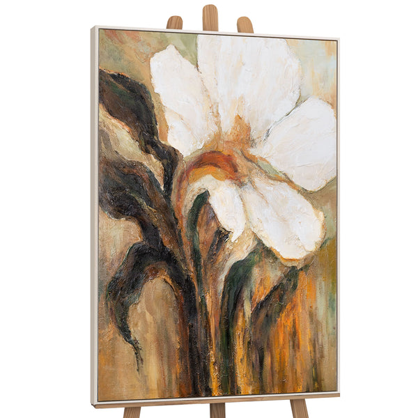 Abstract Wall Painting "Warm Color" with Floral Motif
