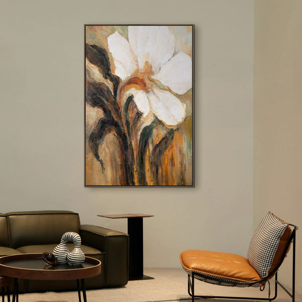 Abstract Wall Painting "Warm Color" with Floral Motif