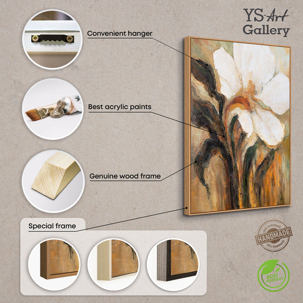 Abstract Wall Painting "Warm Color" with Floral Motif