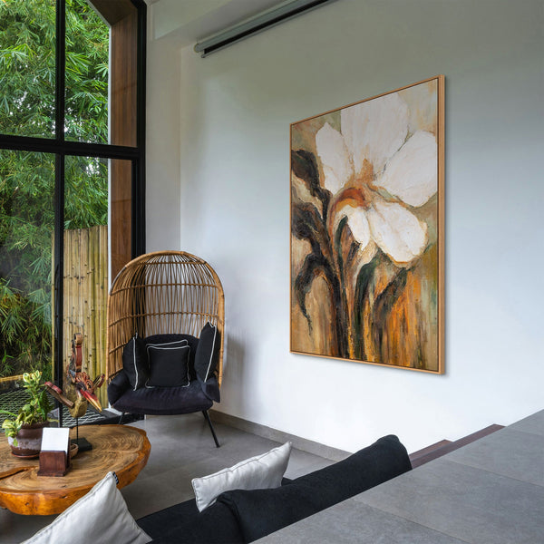 Abstract Wall Painting "Warm Color" with Floral Motif