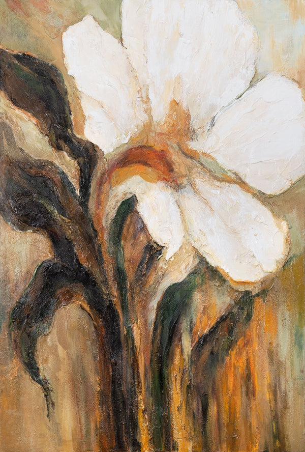 Abstract Wall Painting "Warm Color" with Floral Motif