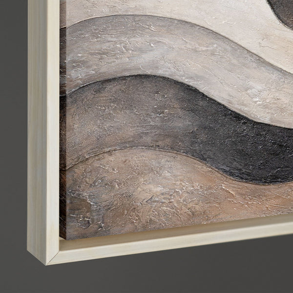 Abstract Painting "Sand Waves" — Minimalist Beige-Gray Textured Canvas