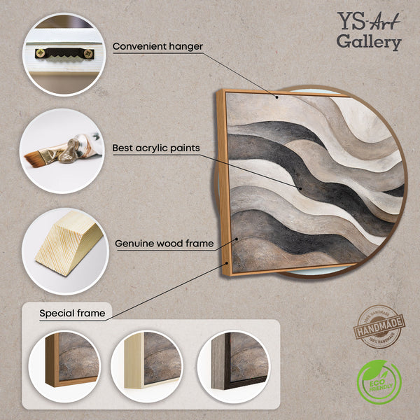 Abstract Painting "Sand Waves" — Minimalist Beige-Gray Textured Canvas