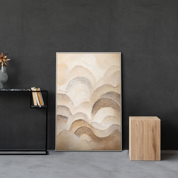 "Layers of Horizon" — Textured Abstract Painting in Light Beige Tones