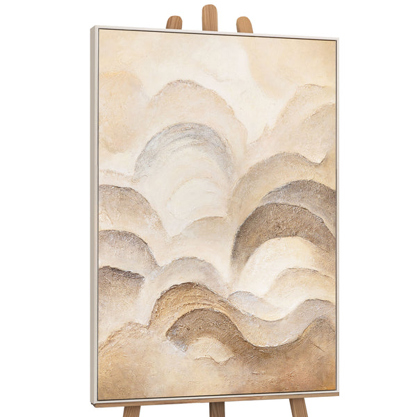 "Layers of Horizon" — Textured Abstract Painting in Light Beige Tones