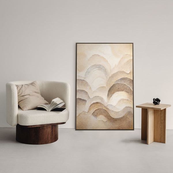 "Layers of Horizon" — Textured Abstract Painting in Light Beige Tones