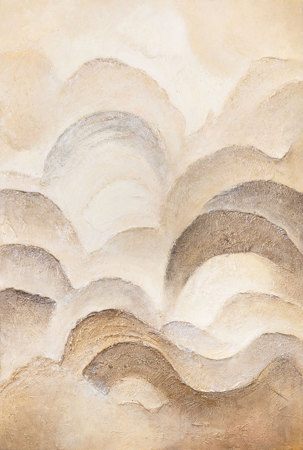 "Layers of Horizon" — Textured Abstract Painting in Light Beige Tones