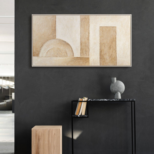 Abstract Painting "Space of Forms" — Geometric Composition in Beige Tones