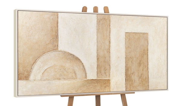 Abstract Painting "Space of Forms" — Geometric Composition in Beige Tones