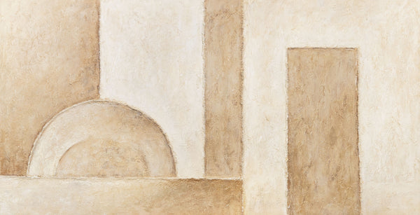 Abstract Painting "Space of Forms" — Geometric Composition in Beige Tones
