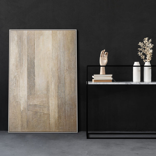 "Verticals of Time" — Textured Abstraction in Beige