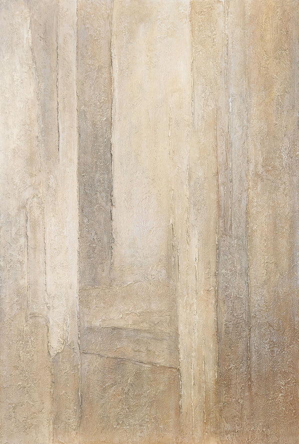 "Verticals of Time" — Textured Abstraction in Beige
