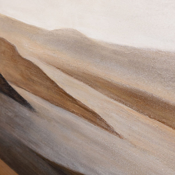 The painting “Soft Dawn” is an abstract landscape in delicate natural tones
