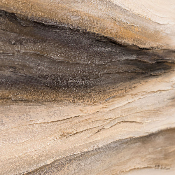 Abstract painting “Trace of the Wind” — a modern textured landscape in warm tones