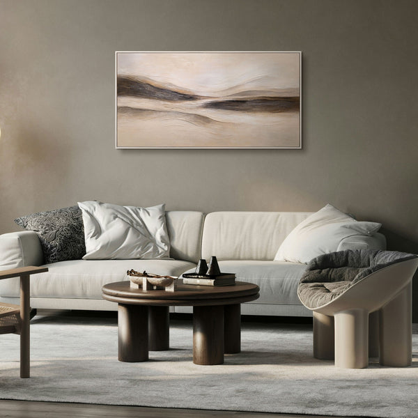 Abstract painting “Trace of the Wind” — a modern textured landscape in warm tones