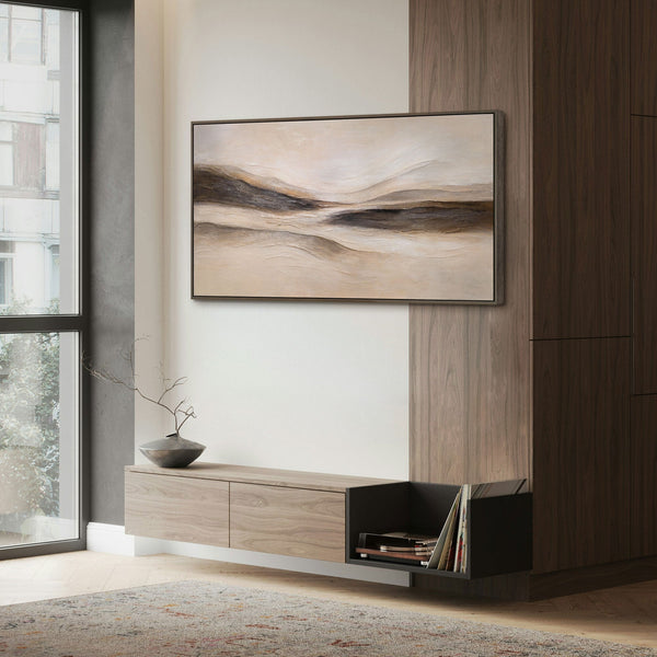Abstract painting “Trace of the Wind” — a modern textured landscape in warm tones