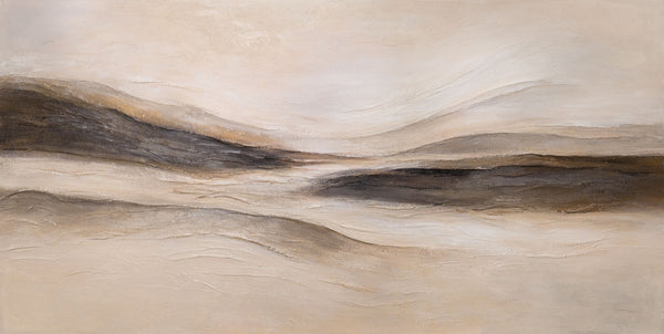 Abstract painting “Trace of the Wind” — a modern textured landscape in warm tones