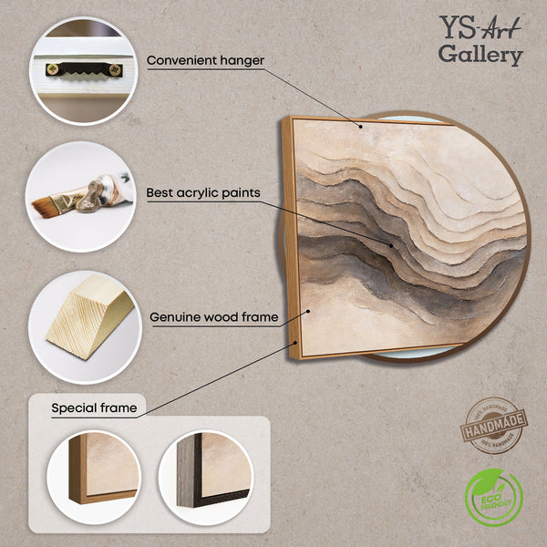 The painting “Memory of the Earth” is an abstract composition in natural colors