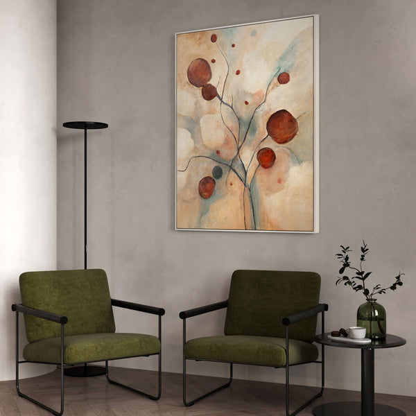 The painting “Red Constellations” is an abstract reflection of nature