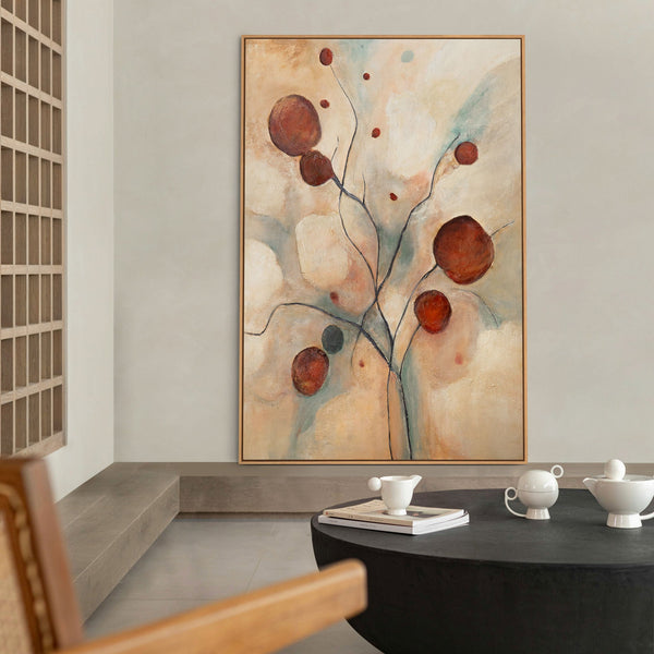 The painting “Red Constellations” is an abstract reflection of nature