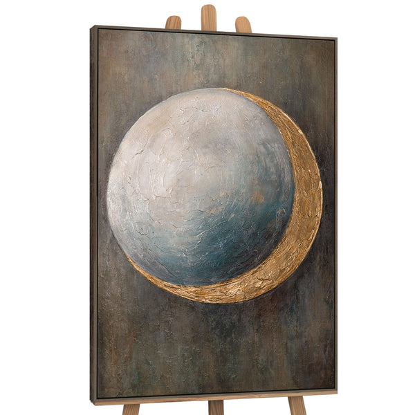 The painting “Warmth of the Universe” is a modern abstraction of cosmic harmony