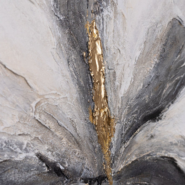 The painting “Golden Moment” – abstraction in silver-gray tones
