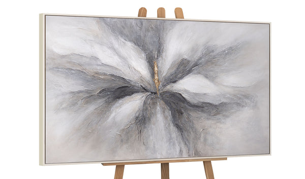 The painting “Golden Moment” – abstraction in silver-gray tones