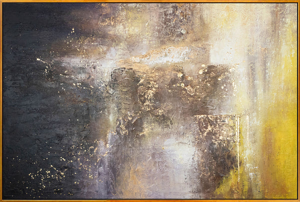 The painting "Light Breakthrough" is an abstraction with deep contrasting energy.