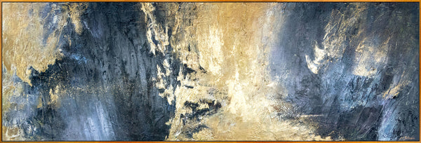 The painting "Depths of Light" is an abstraction with a dramatic horizontal composition.