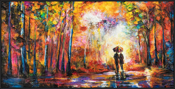 The painting "Autumn Rain" is an emotional abstraction with a romantic motif