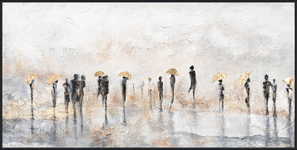 The painting "City Rain" is an abstraction with figurative rhythm and atmospheric depth.