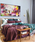 acrylic colour bedroom artwork above bed