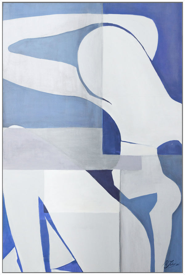 The painting "Fluidity of the Body" is an abstraction with the dynamics of lines and the silence of color.